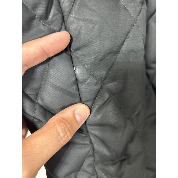 Eddie Bauer Puffer Coat Small Black Goose Down Faux Fur Lined Hood Long Length - Picture 15 of 16